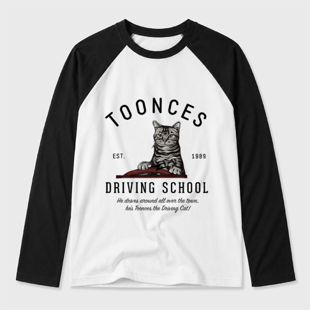 Toonces Driving School - Est. 1989 Geek Retro Raglan Long-Sleeve Tee