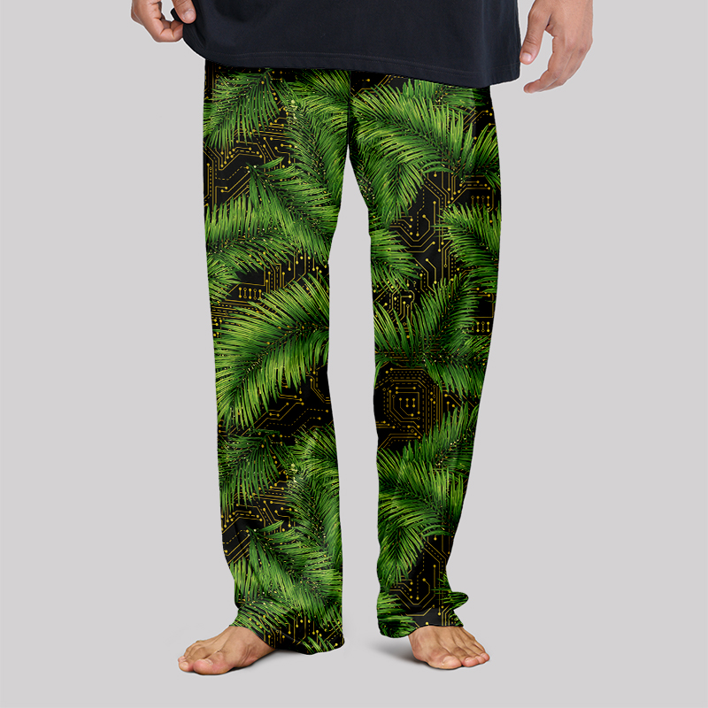 Palm Leaf Circuit Board Geek Loungewear Pants