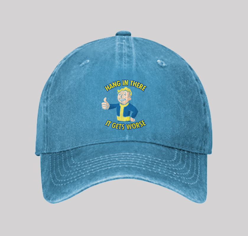Hang In There It Gets Worse Washed Vintage Baseball Cap