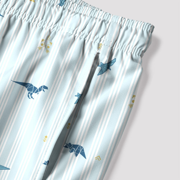 Origami Dinosaurs Geek Hawaiian Swim Trunks