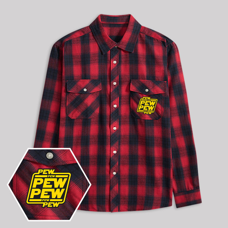 Pew Pew Galaxy Plaid Flannel Shirt