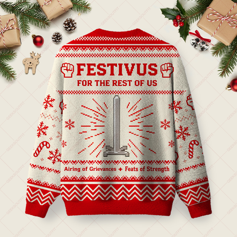 Festivus Cheer Ugly Christmas Fuzzy Fleece Sweatshirt