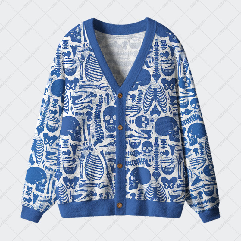 Skeleton Geek Ugly Cardigan Sweaters 