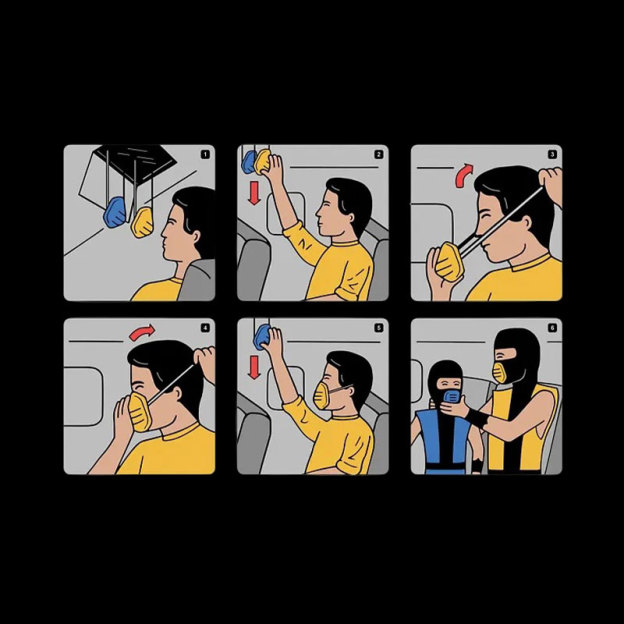 Fighter Airline Safety Instructions Geek T-Shirt