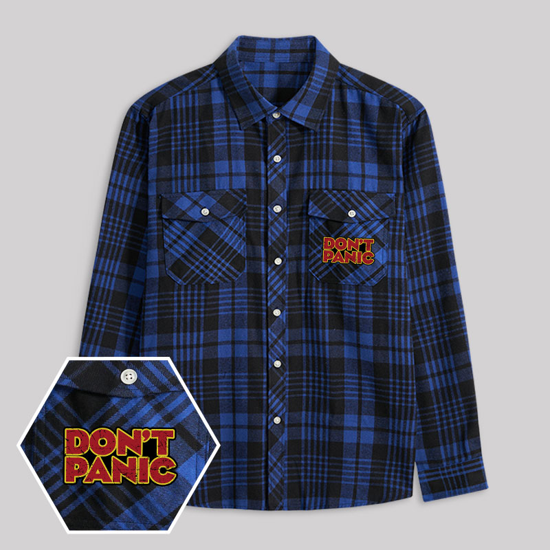 Dont Panic Retro Plaid Flannel Shirt