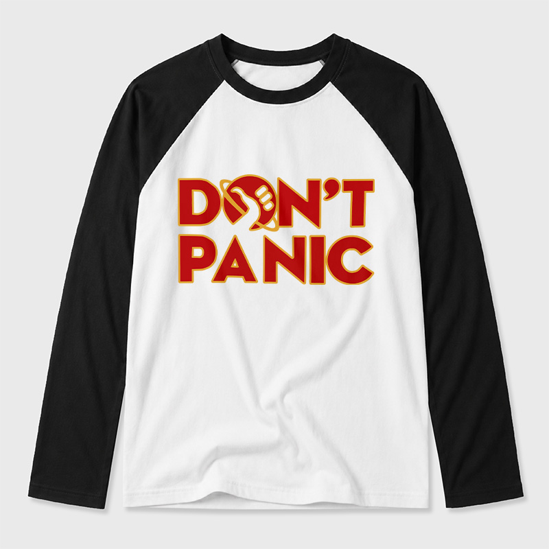 Don't Panic Geek Retro Raglan Long-Sleeve Tee