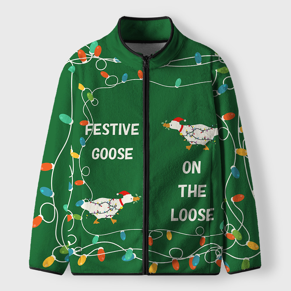 Festive Goose Escape Geek Polar Fleece Full-Zip Jacket