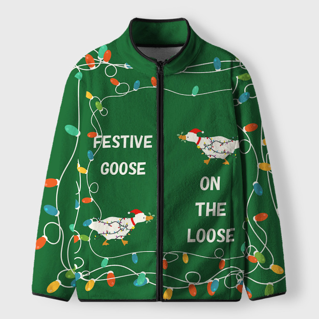 Festive Goose Escape Geek Polar Fleece Full-Zip Jacket