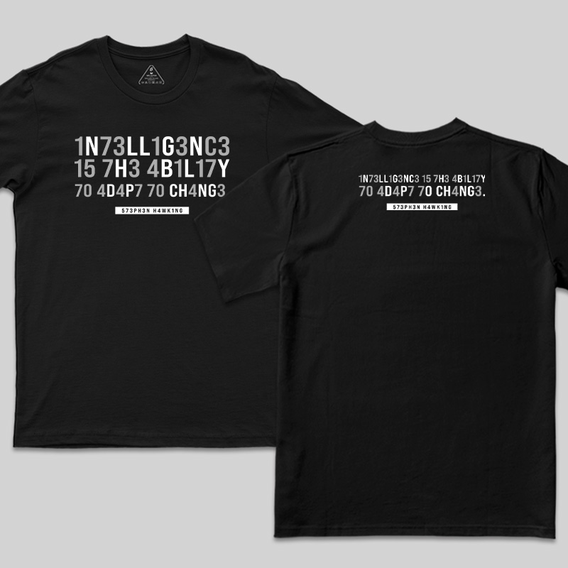 Intelligence-Stephen Hawking Science Nerd Front and Back Printed T-Shirt