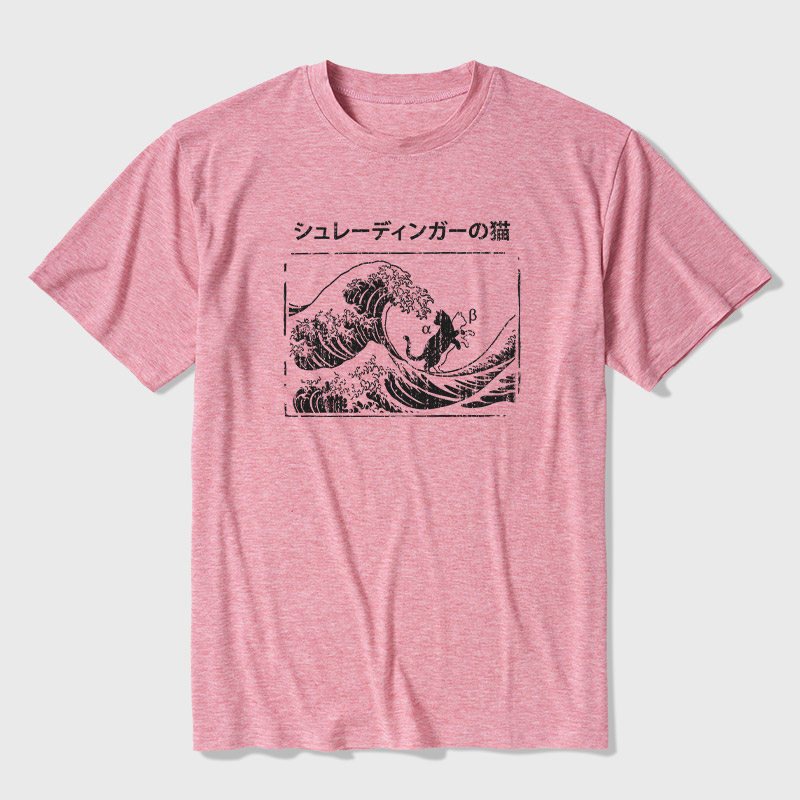 The Great Wave of Schrodinger's Cat Ultra Soft Heather Tee