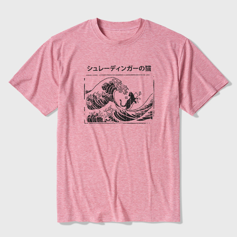 The Great Wave of Schrodinger's Cat Ultra Soft Heather Tee