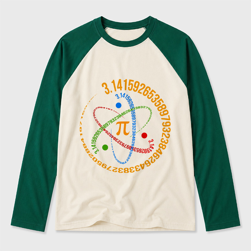 Atom Pi Math Science Geek Retro Raglan Long-Sleeve Tee