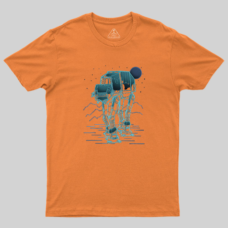 Neon Line-Art Armored Walker Geek T-Shirt