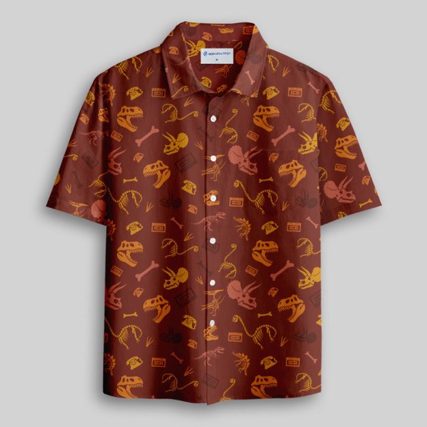 Dinosaur Fossil Button Up Pocket Shirt