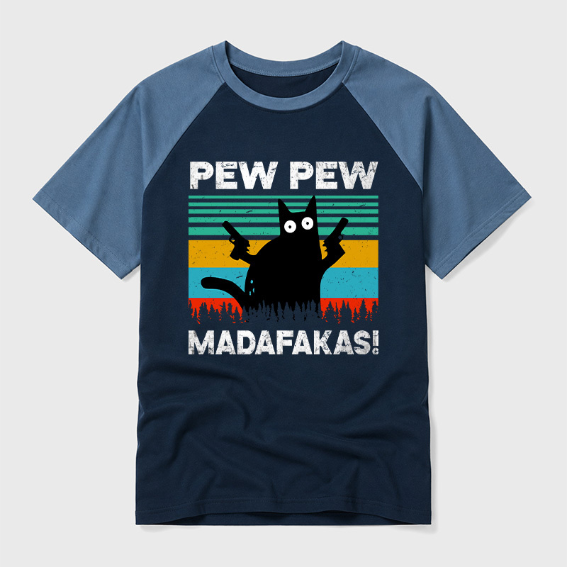 Pew Pew Madafakas Geek Retro Raglan T-Shirt