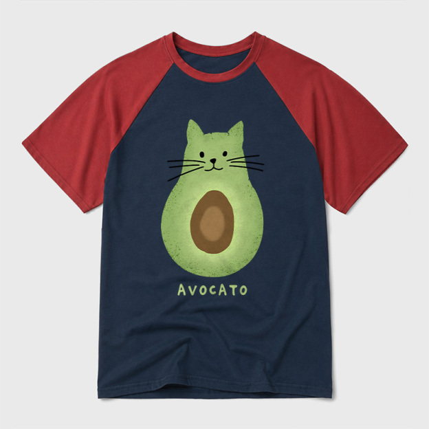 Avocato Cat Avocado Pun Geek Retro Raglan T-Shirt