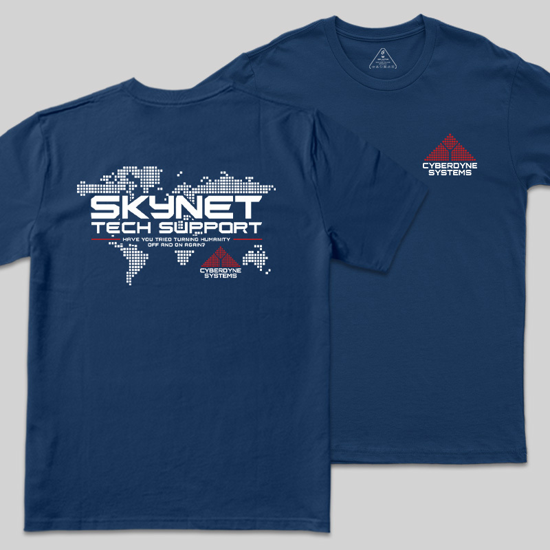Global Digital Network Tech Support Front and Back Printed Geek T-Shirt