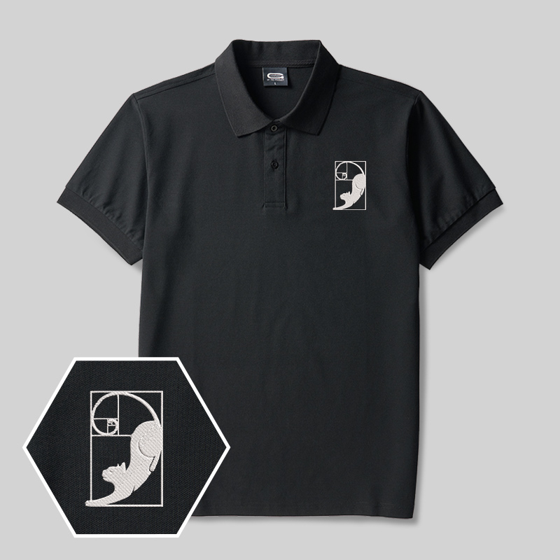 Fibonacci's Cat Geek Embroidered Polo Shirts