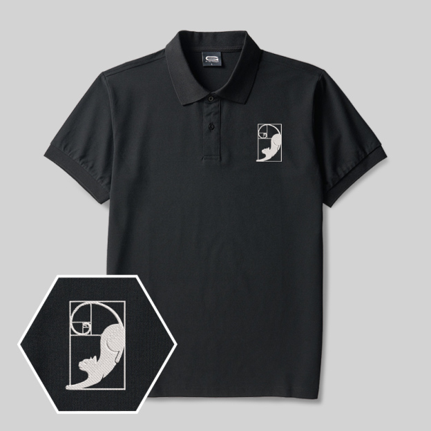 Fibonacci's Cat Geek Embroidered Polo Shirts