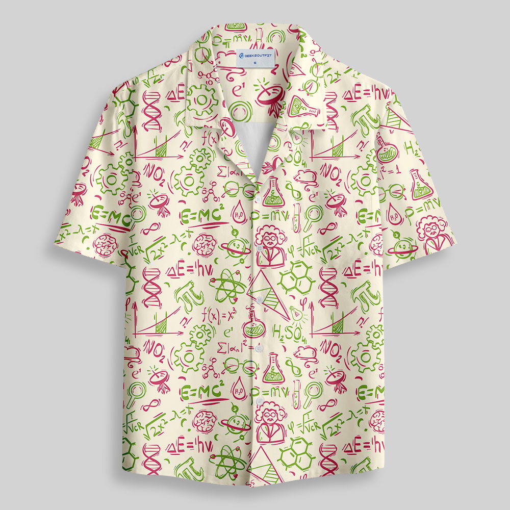 Science Symbols Button Up Pocket Shirt