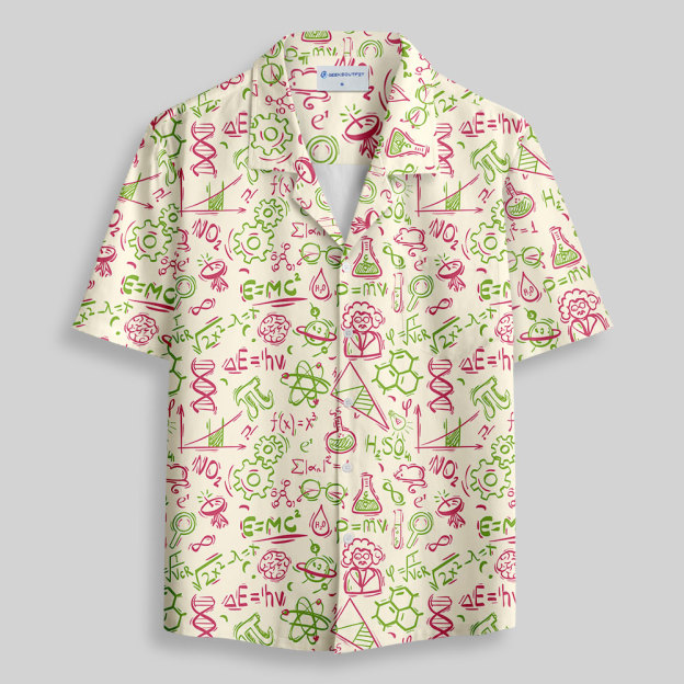 Science Symbols Button Up Pocket Shirt