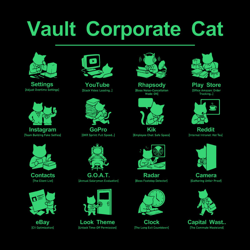 Vault Corporate Cat Geek T-Shirt