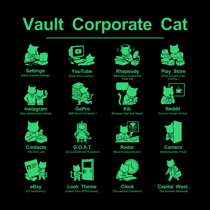 Vault Corporate Cat Geek T-Shirt