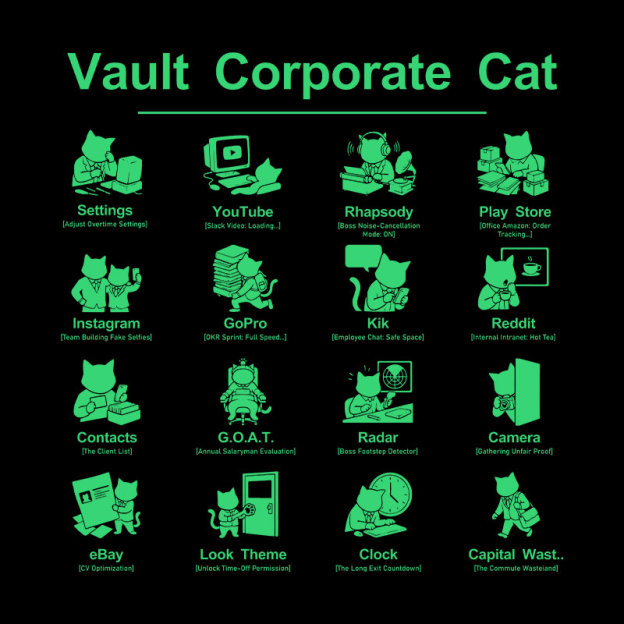 Vault Corporate Cat Geek T-Shirt