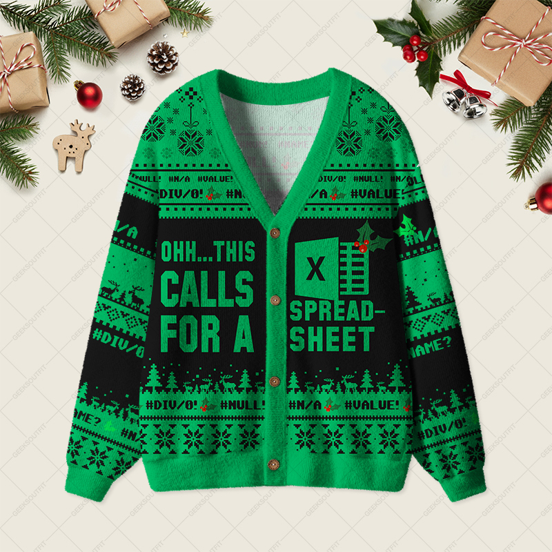 Geeksoutfit Ohh...This Calls for a Spreadsheet Night Mode Geek Ugly Cardigan Sweaters for Sale