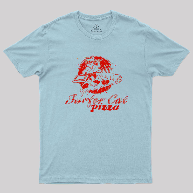 SURFER CAT PIZZA Geek T-Shirt