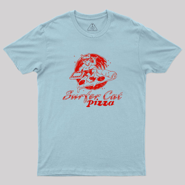 SURFER CAT PIZZA Geek T-Shirt