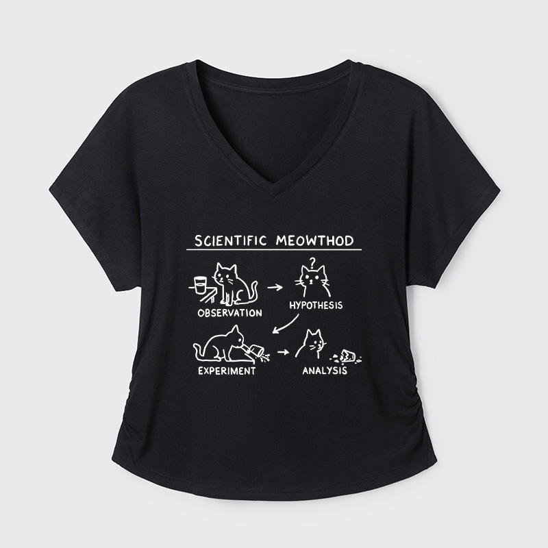 Scientific Meowthod Geek Dolman Sleeve V-Neck Shirt
