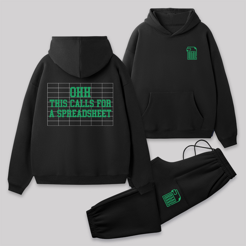 Ohh... This Calls For A Spreadsheet Front and Back Printed Geek Fleece Hoodie Set