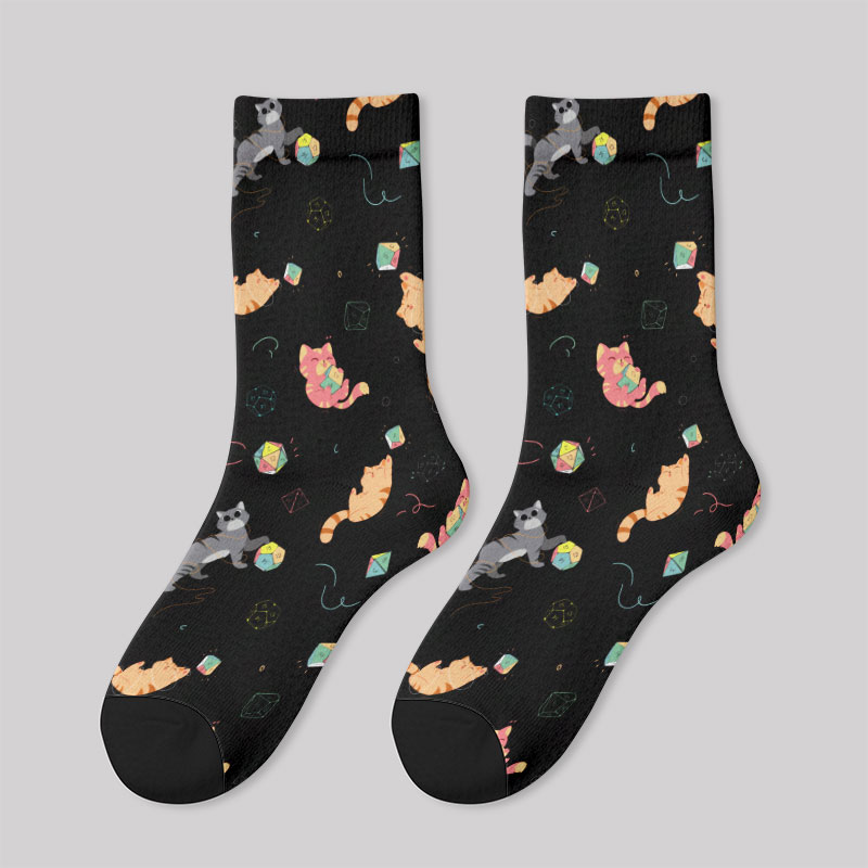 DND Dice Cat Men's Socks