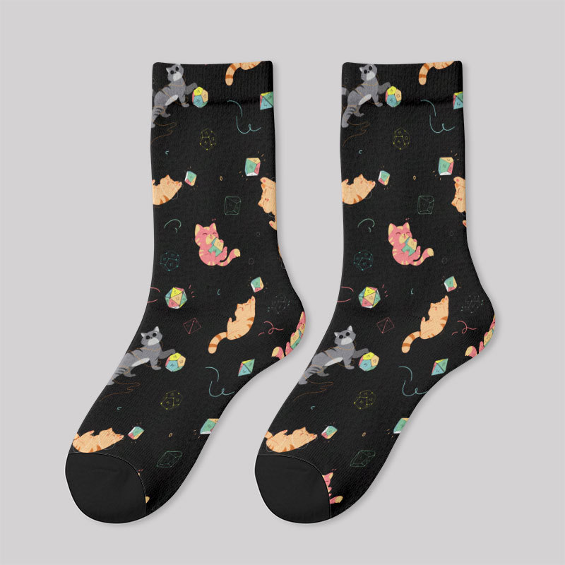 DND Dice Cat Men's Socks