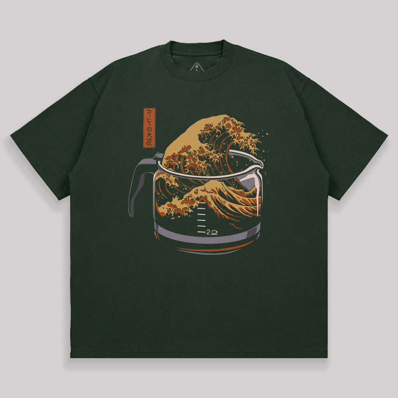 The Great Wave Of Coffee Unisex Oversized T-shirt