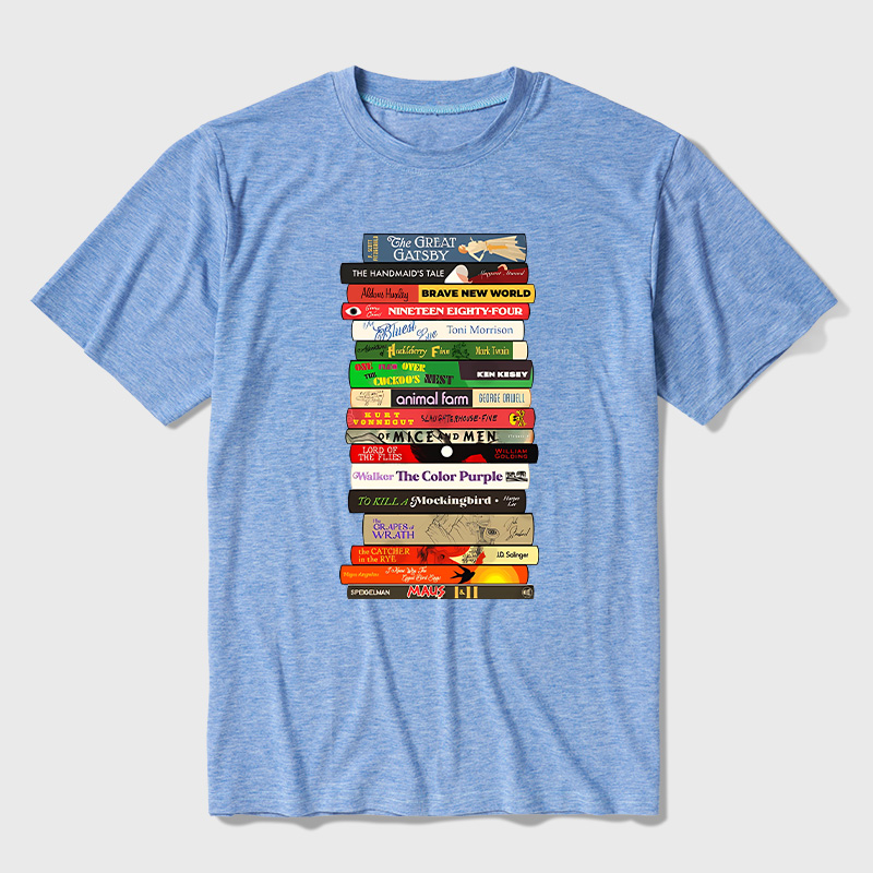 Classic Banned Books Stack Ultra Soft Heather Tees