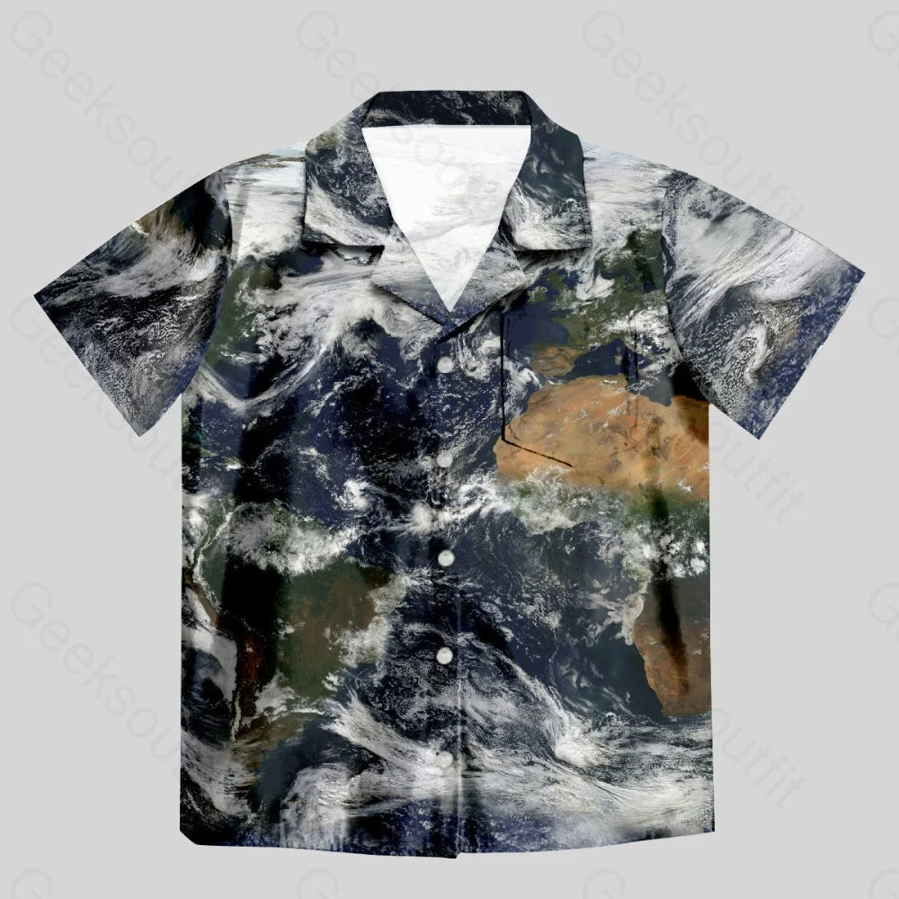 Earth Surface Button Up Pocket Shirt - Geeksoutfit