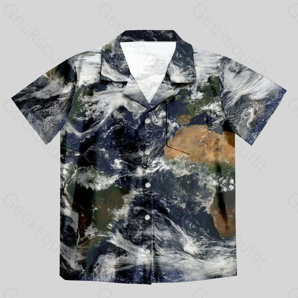 Earth Surface Button Up Pocket Shirt - Geeksoutfit