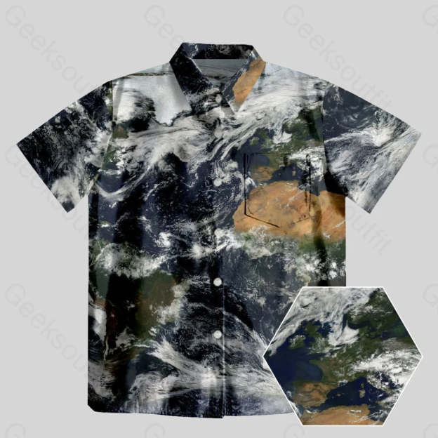 Earth Surface Button Up Pocket Shirt - Geeksoutfit