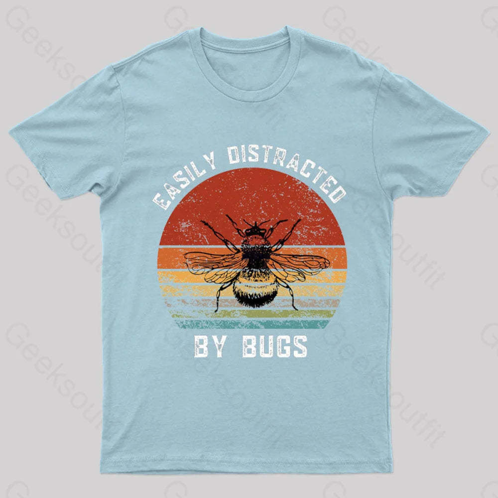 Easily Distracted By Bugs Nerd T-Shirt Light Blue / S