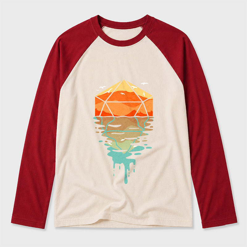 DnD Dungeons & Dragons Geek Retro Raglan Long-Sleeve Tee