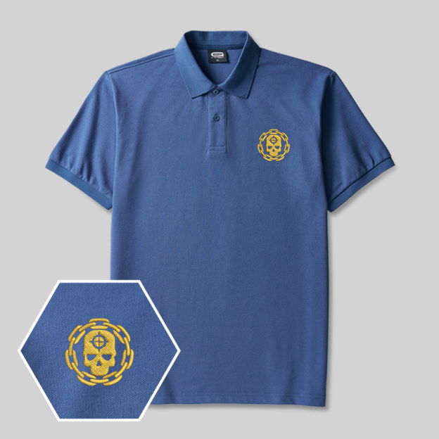 Skeleton Warrior Geek Embroidered Polo Shirts