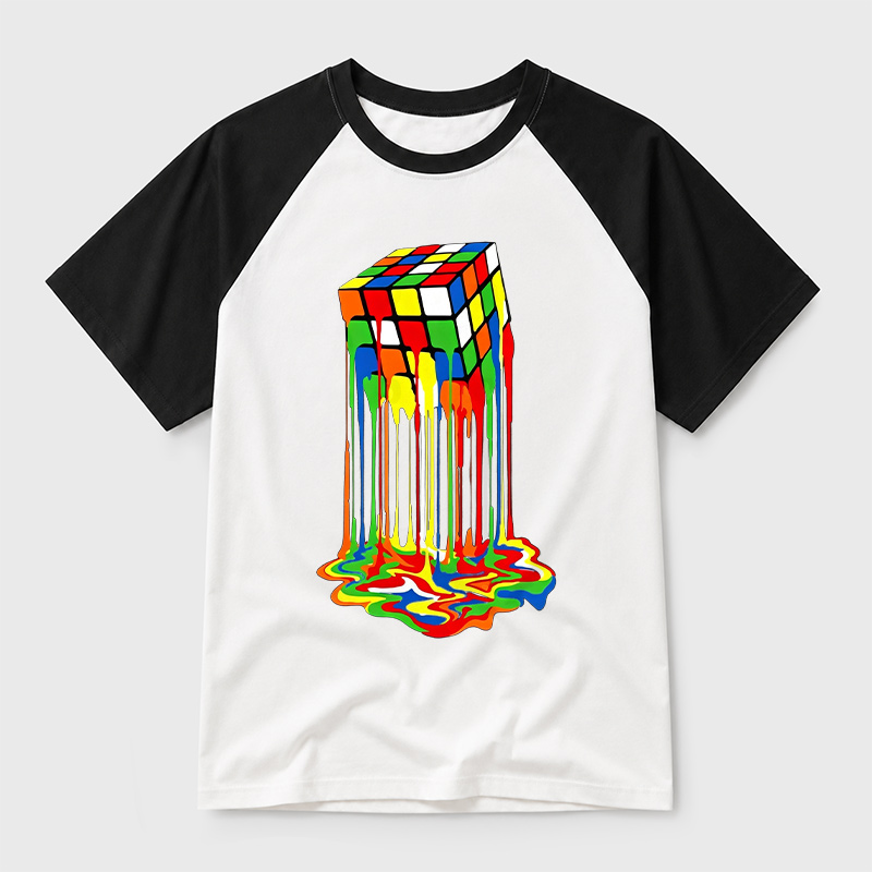 The Melting Cube Geek Retro Raglan T-Shirt