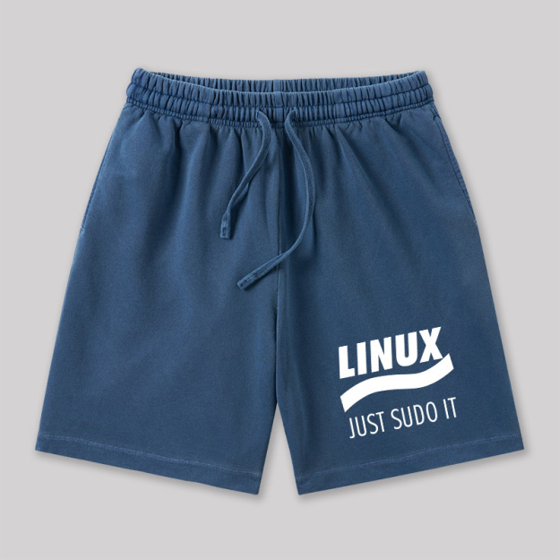 Linux Just Sudo It Geeky Washed Shorts