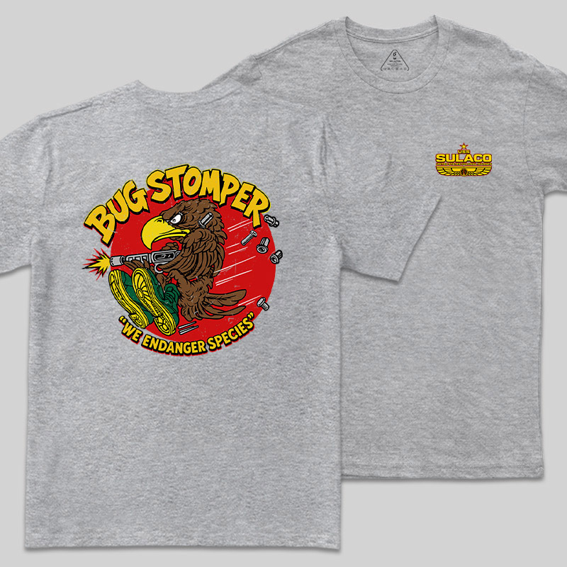 Bug Stomper Alien Front and Back Printed Geek T-Shirt