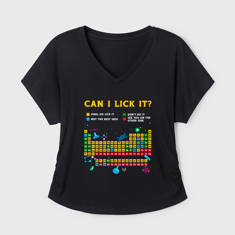Can I Lick It Periodic Table Geek Dolman Sleeve V-Neck Shirt