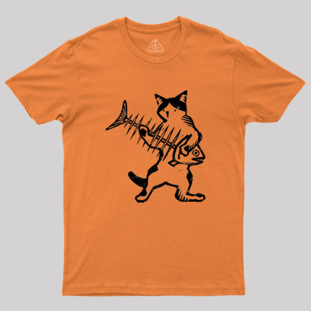 Rock Cat With Fish Guitar Geek T-Shirt