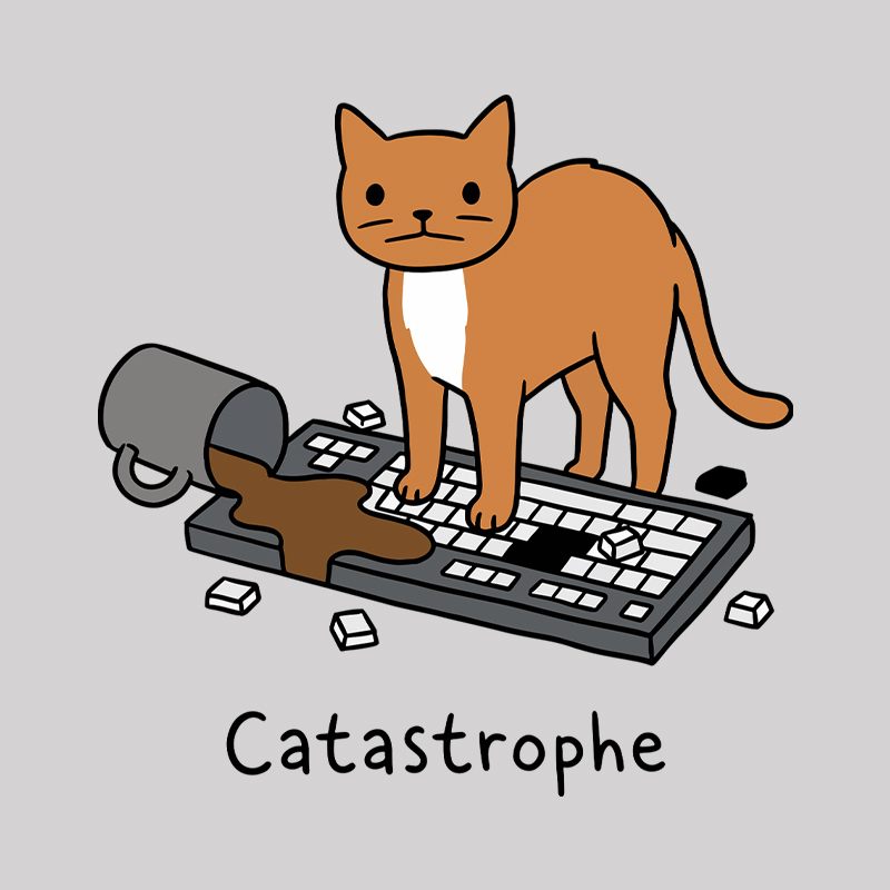 Catastrophe Spilled Coffee Cat Geek T-Shirt