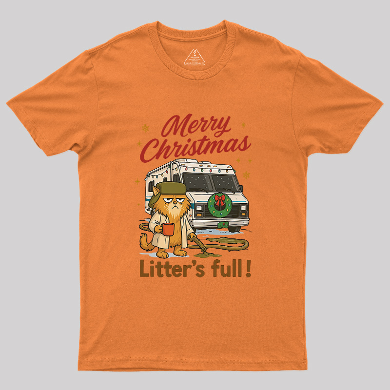 Geeksoutfit Merry Christmas Litter’s Full Funny Cat Geek T-Shirt for Sale